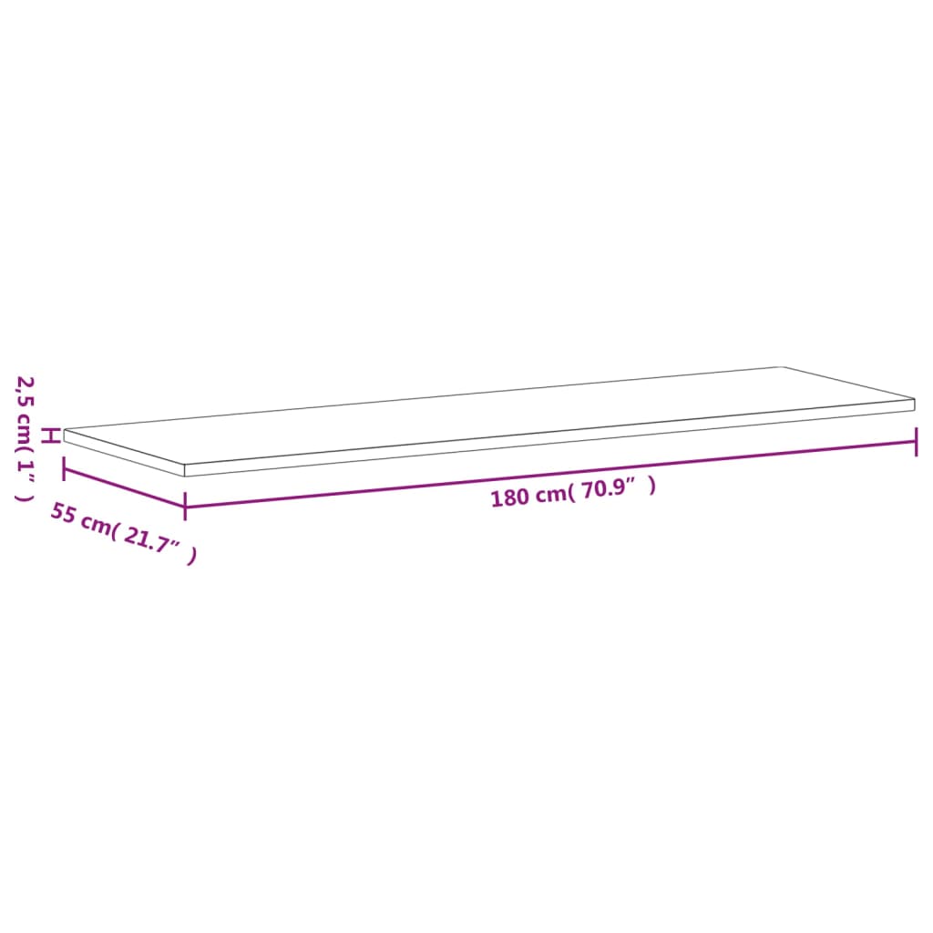 Bureaublad 200x55x2,5 cm massief beukenhout