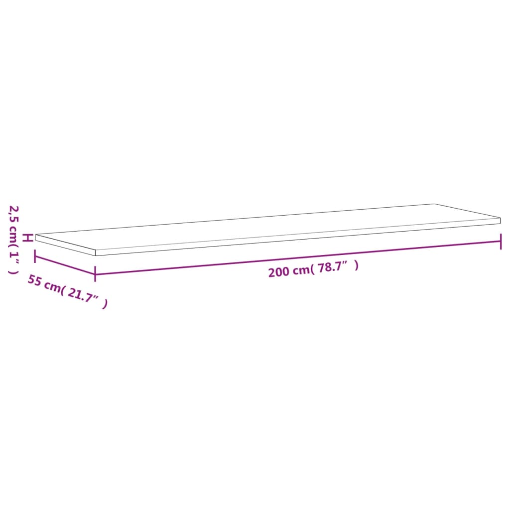 Bureaublad 200x55x2,5 cm massief beukenhout