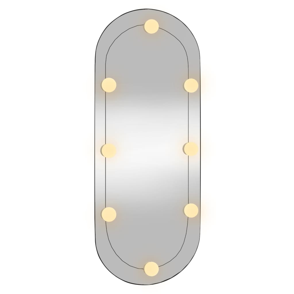 Wandspiegel met LED's ovaal 15x40 cm glas