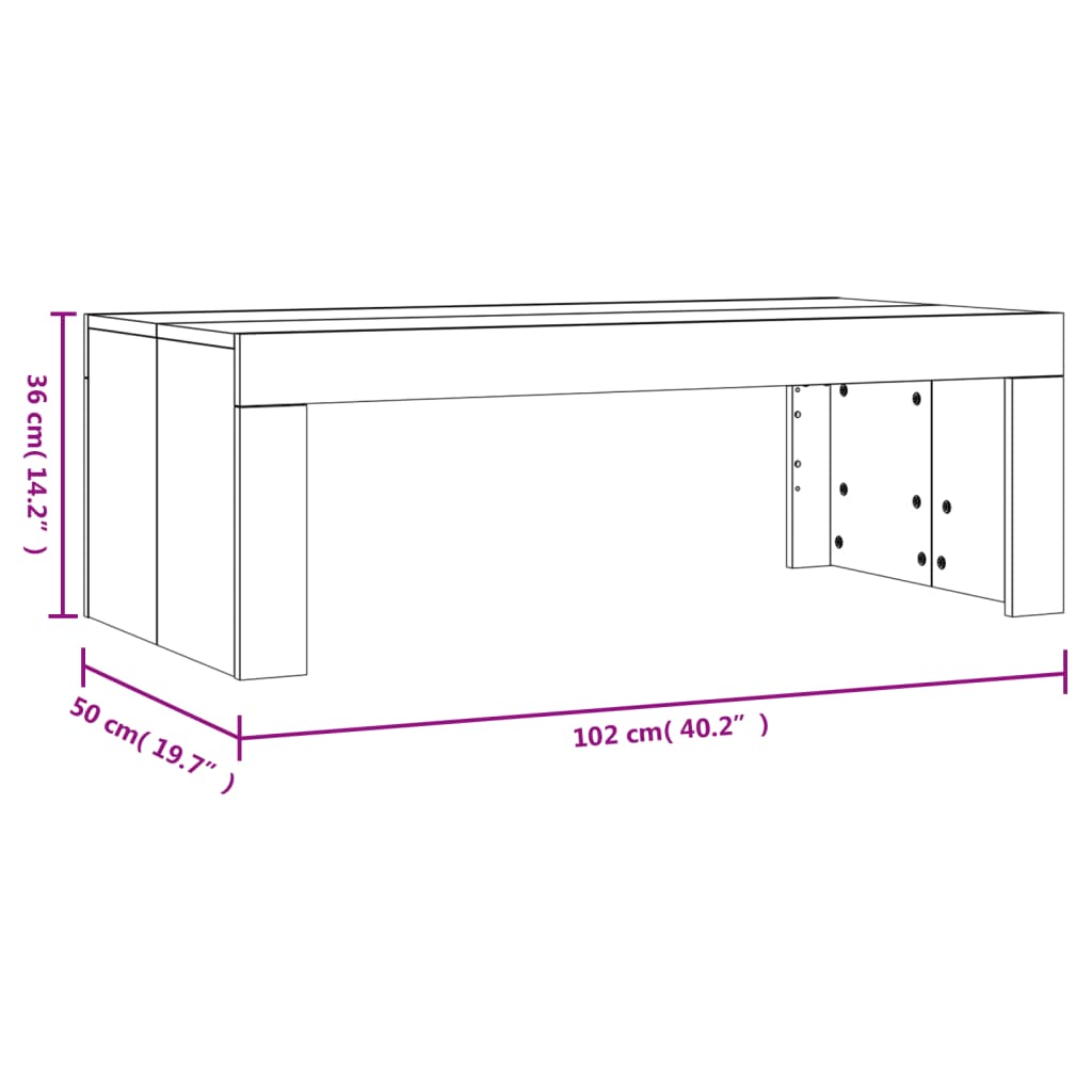 Salontafel 102x50x36 cm bewerkt hout