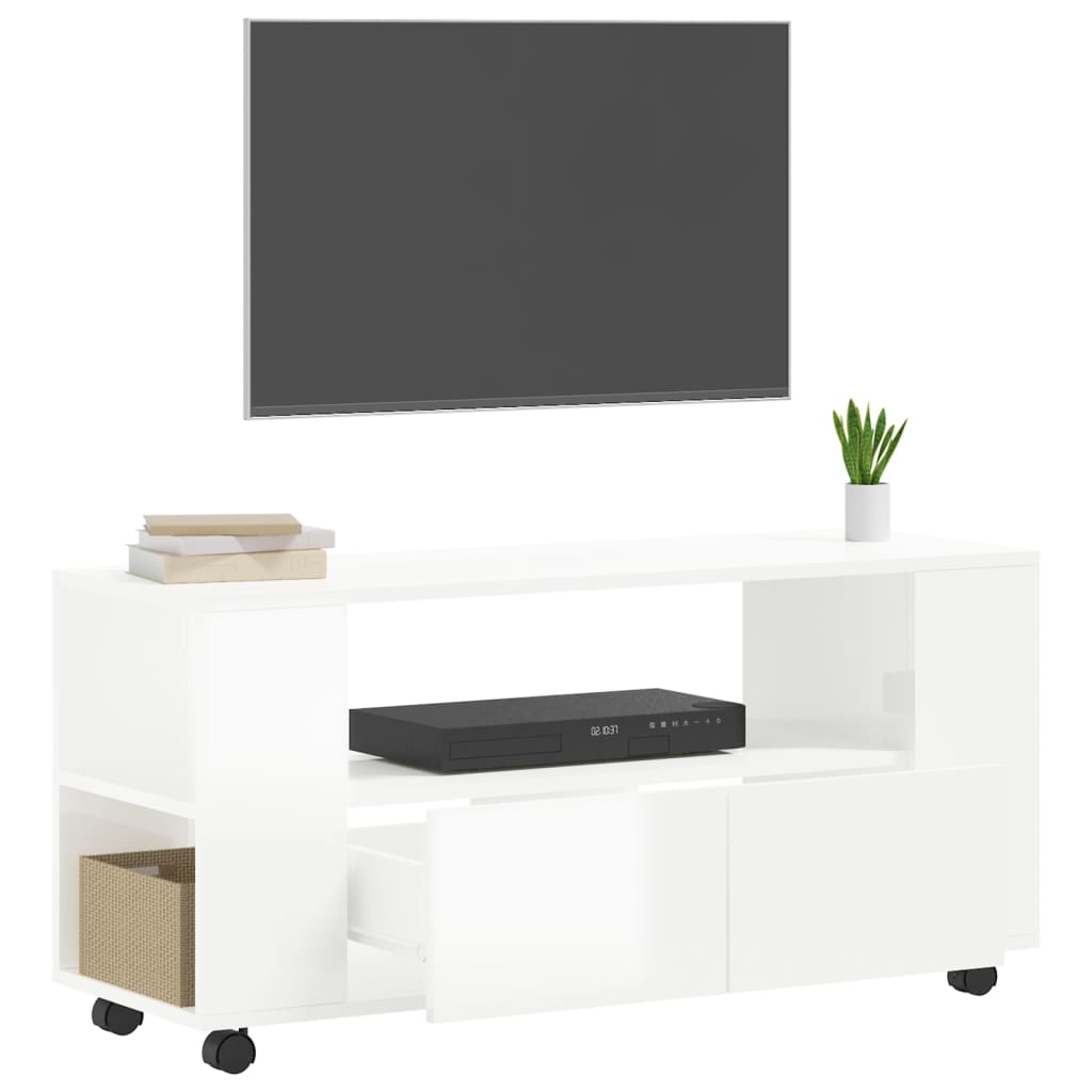 Tv-meubel met wielen 102x34,5x43 cm bewerkt hout oud hout