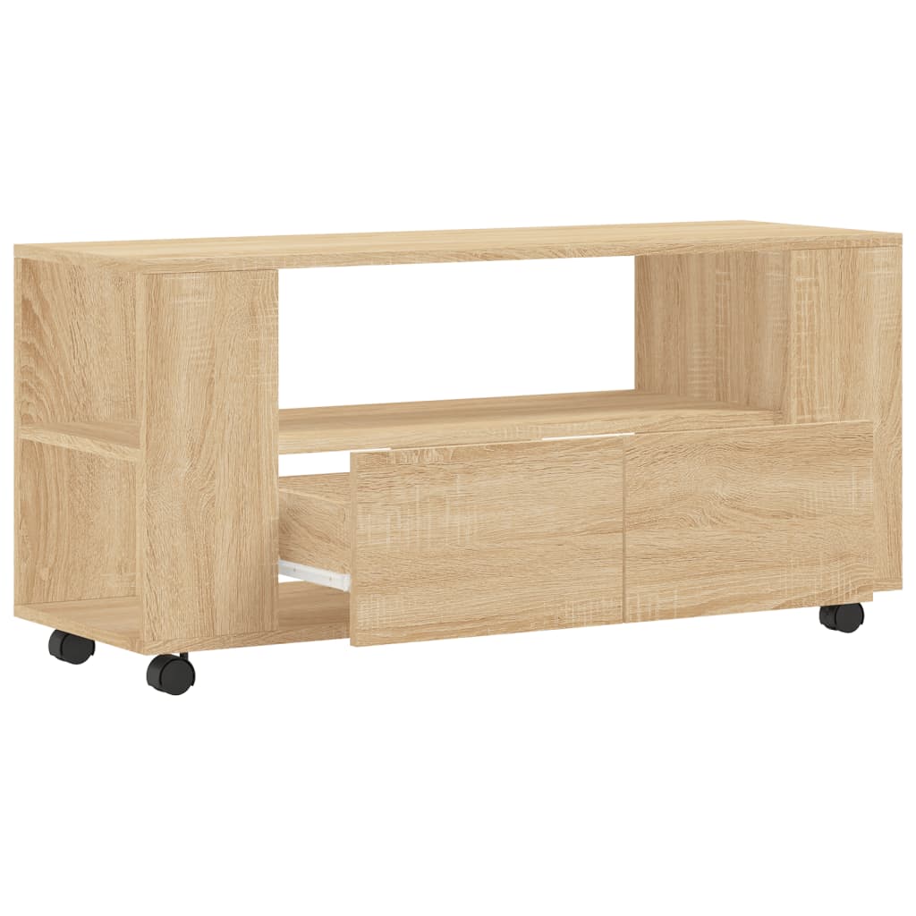 Tv-meubel met wielen 102x34,5x43 cm bewerkt hout oud hout