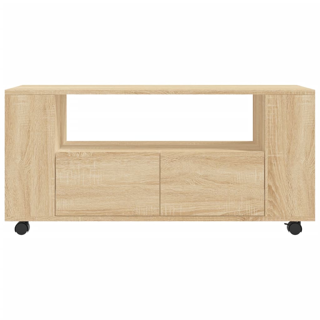 Tv-meubel met wielen 102x34,5x43 cm bewerkt hout oud hout