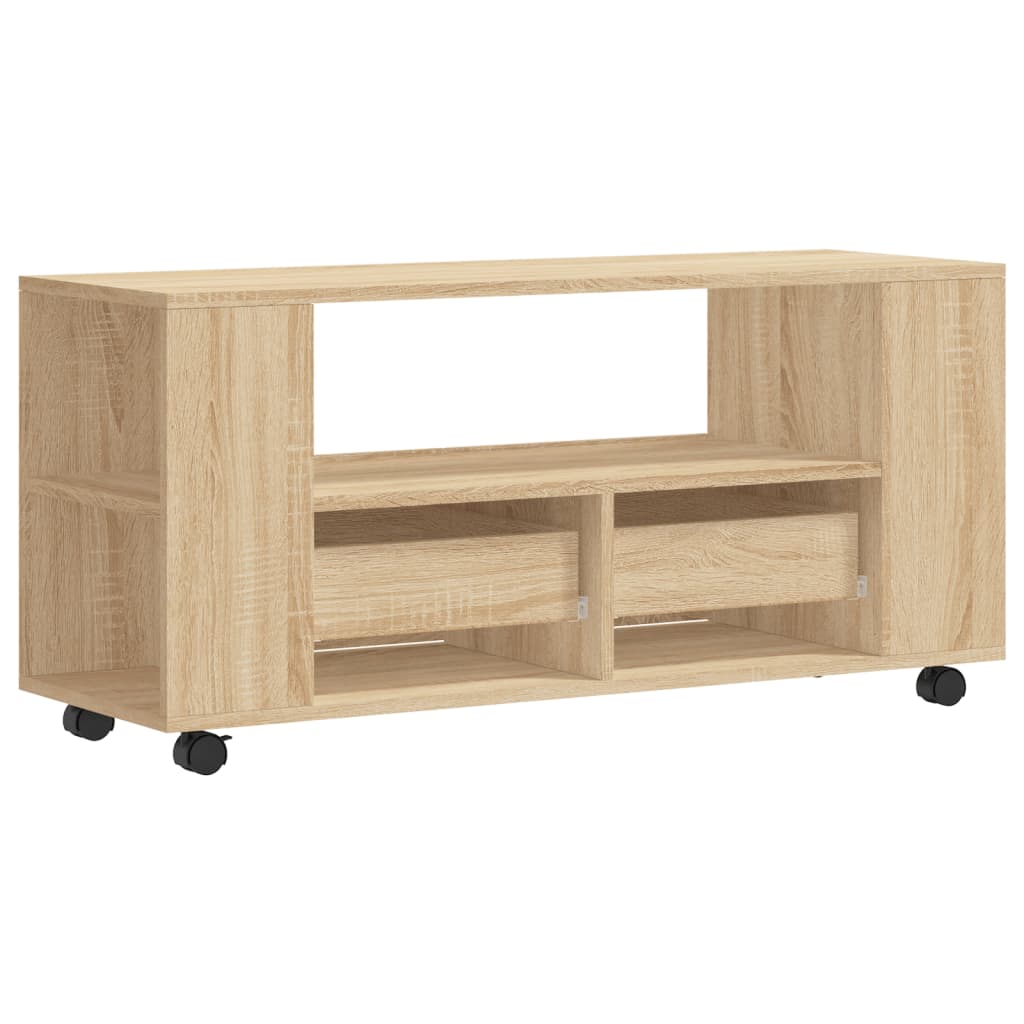 Tv-meubel met wielen 102x34,5x43 cm bewerkt hout oud hout