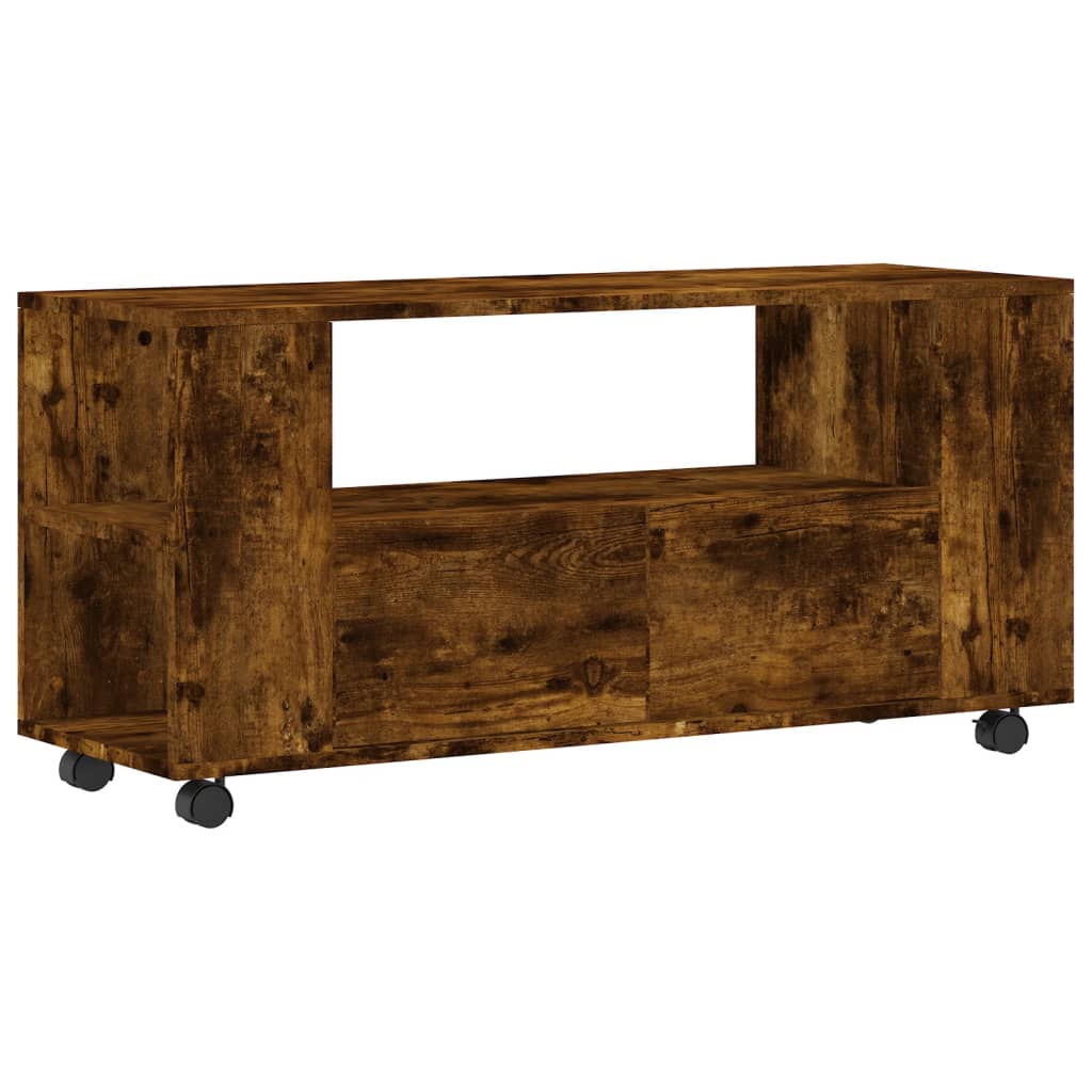 Tv-meubel met wielen 102x34,5x43 cm bewerkt hout oud hout