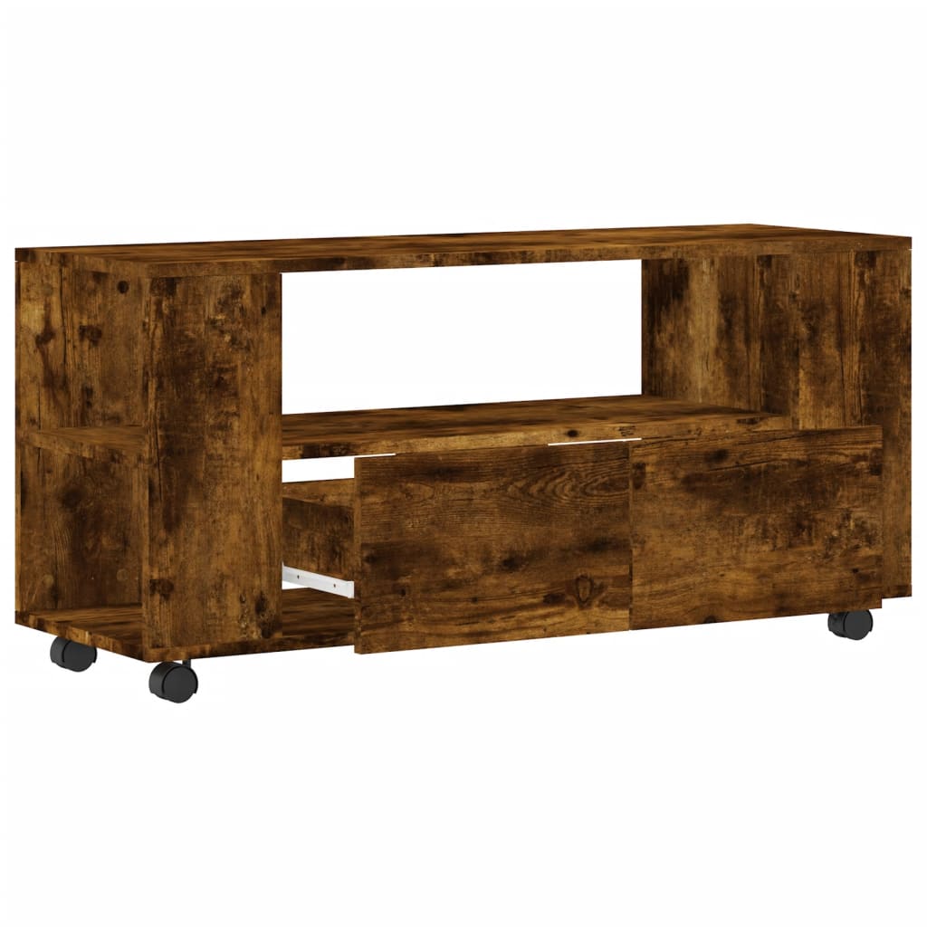 Tv-meubel met wielen 102x34,5x43 cm bewerkt hout oud hout