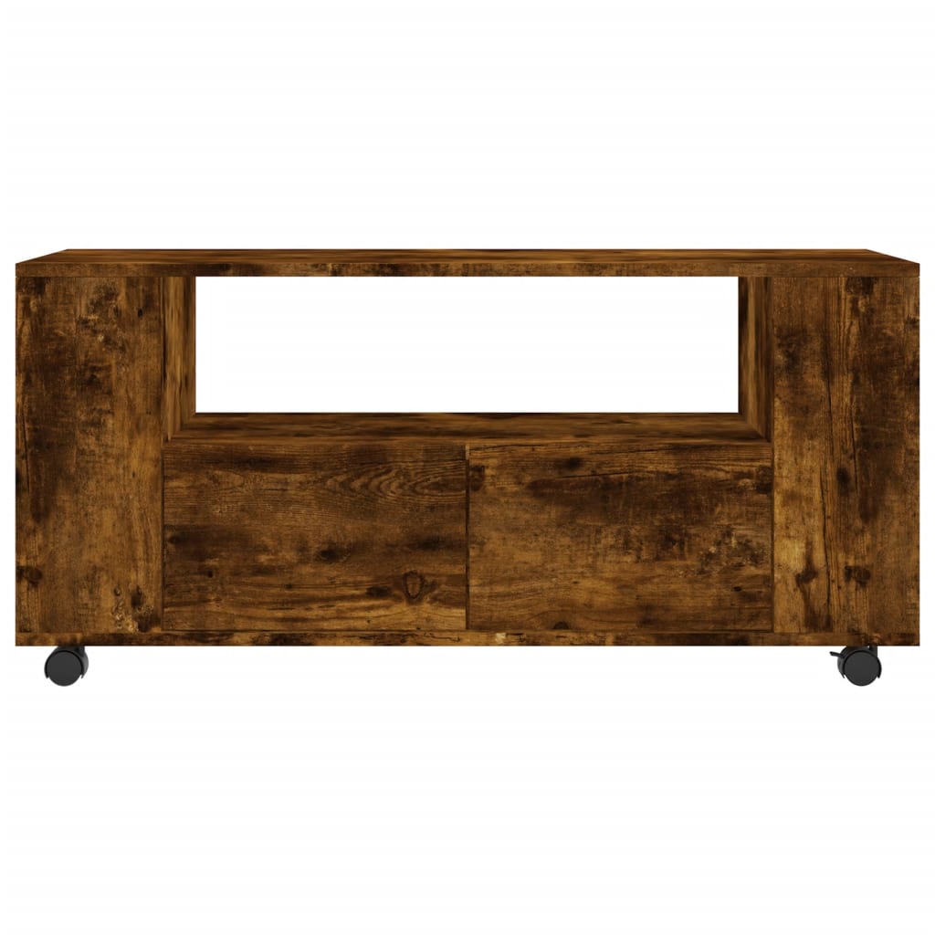 Tv-meubel met wielen 102x34,5x43 cm bewerkt hout oud hout