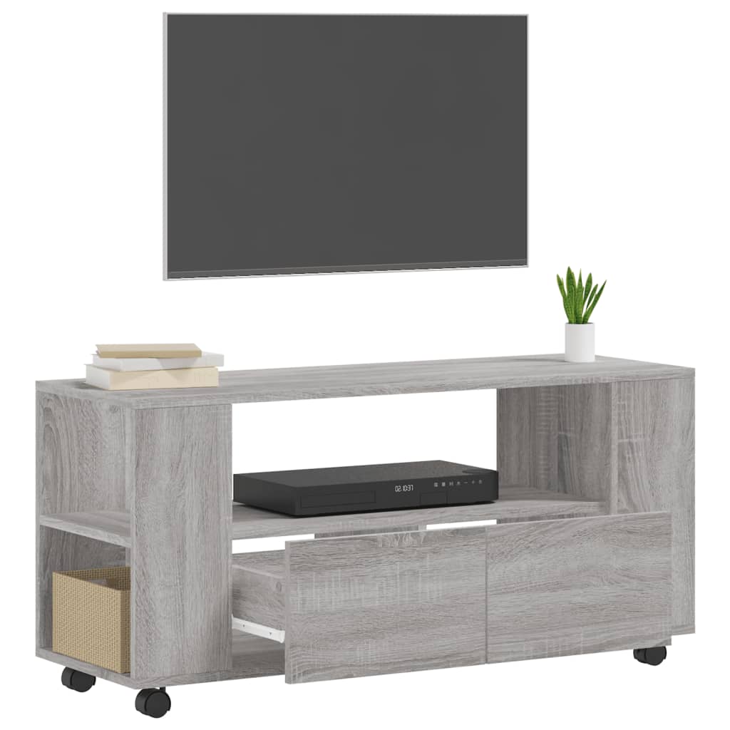 Tv-meubel met wielen 102x34,5x43 cm bewerkt hout oud hout