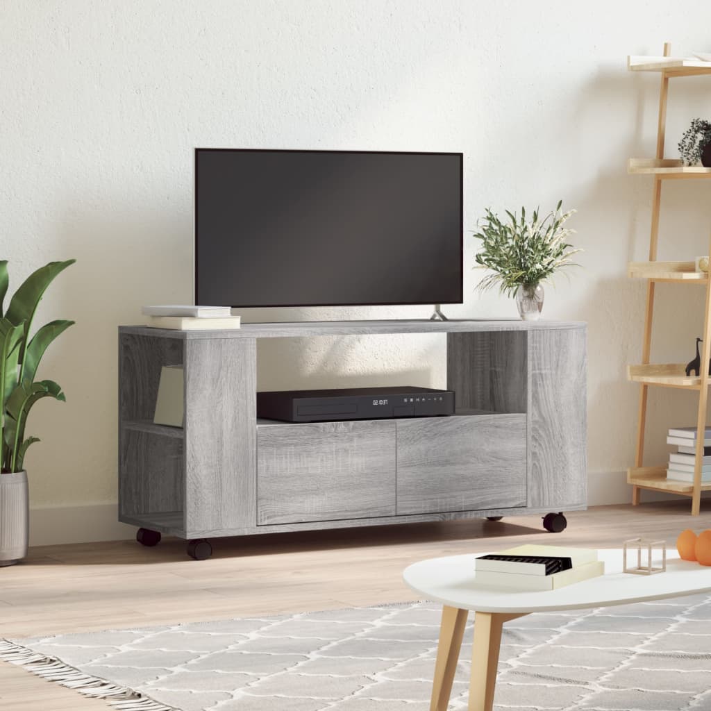 Tv-meubel met wielen 102x34,5x43 cm bewerkt hout oud hout