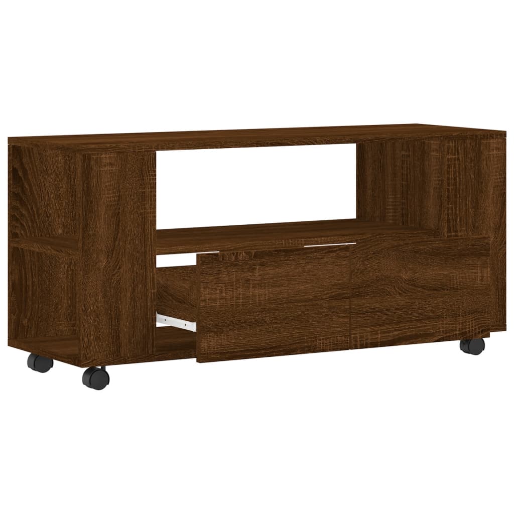 Tv-meubel met wielen 102x34,5x43 cm bewerkt hout oud hout