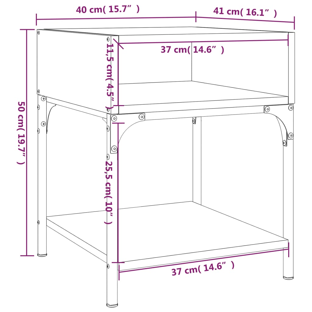 Nachtkastjes 2 st 40x41x50 cm bewerkt hout eikenkleurig