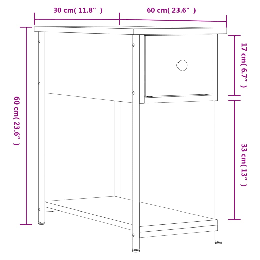 Nachtkastjes 2 st 30x60x60 cm bewerkt hout