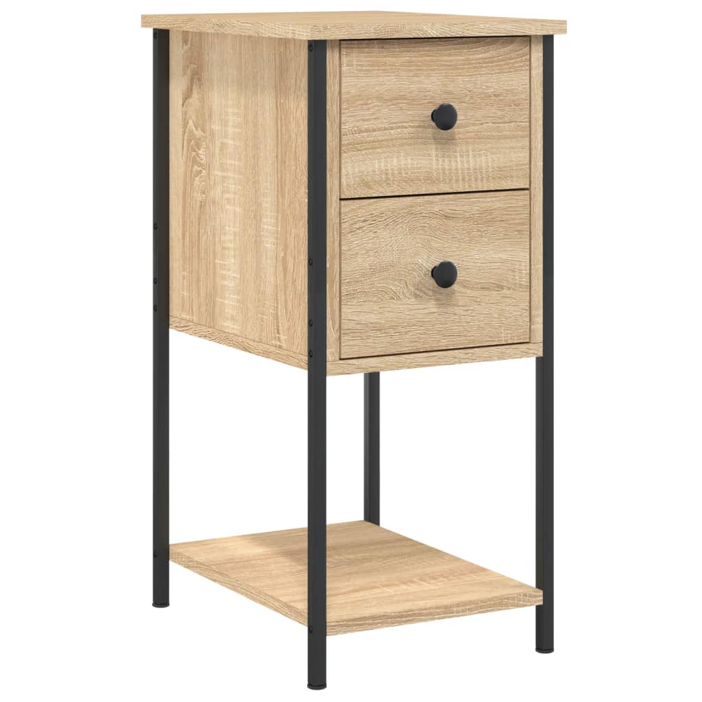 Nachtkastjes 2 st 32x42x70 cm bewerkt hout eikenkleurig