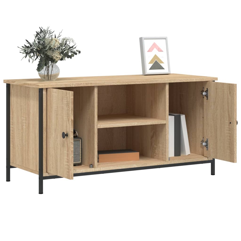 Tv-meubel 100x40x50 cm bewerkt hout eikenkleurig