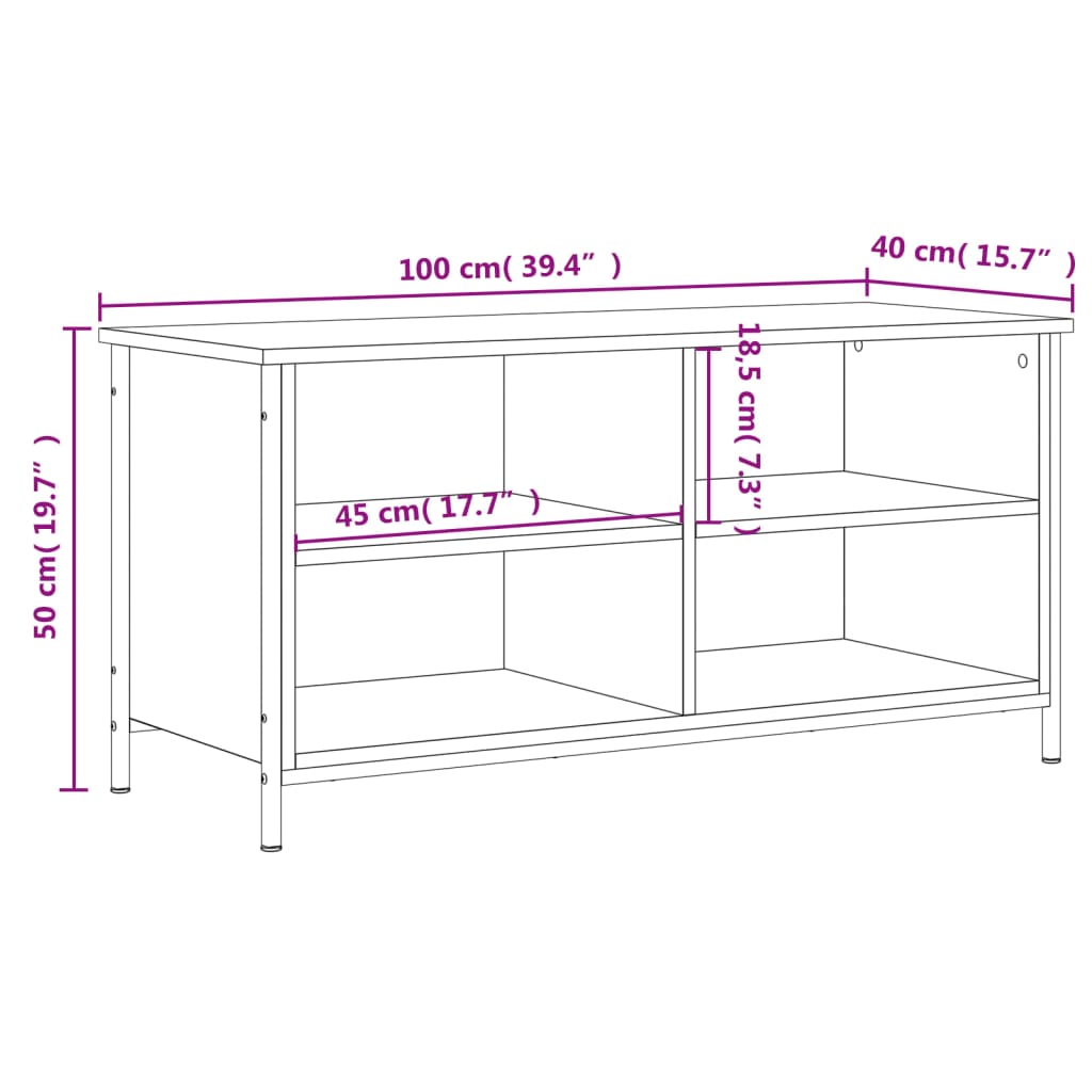 Tv-meubel 100x40x50 cm bewerkt hout