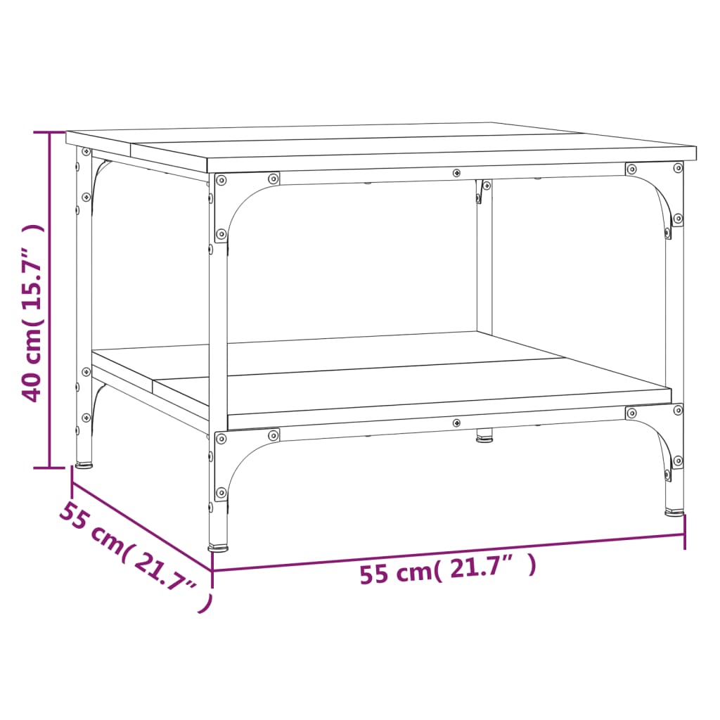 Salontafel 40x40x55 cm bewerkt hout