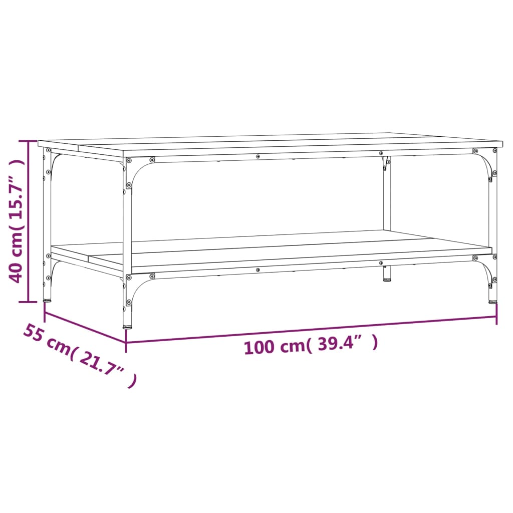 Salontafel 40x40x55 cm bewerkt hout