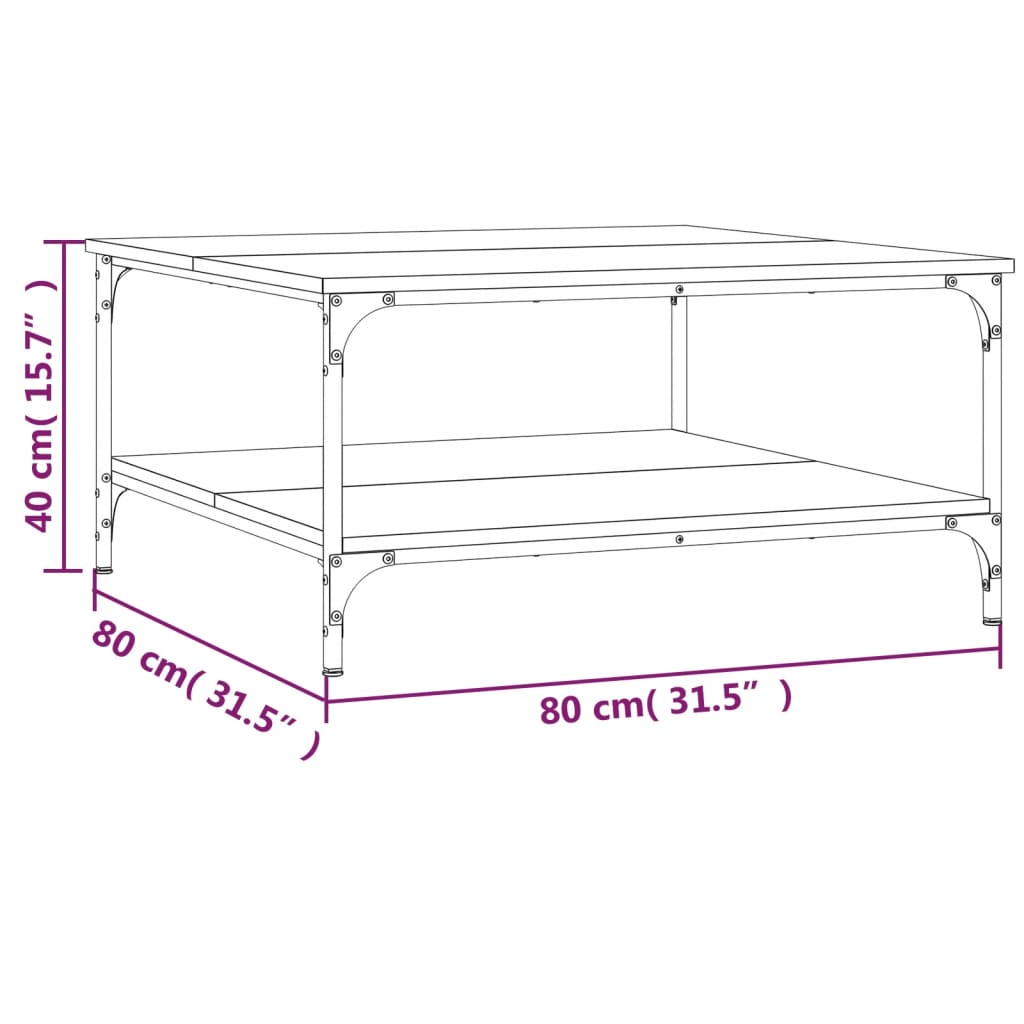 Salontafel 40x40x55 cm bewerkt hout