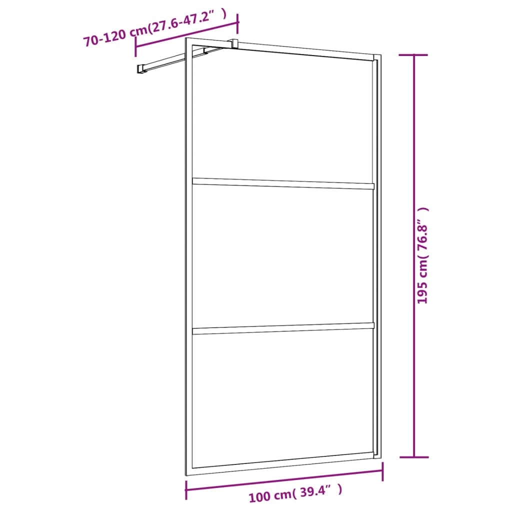 Inloopdouchewand transparant 115x195 cm ESG-glas