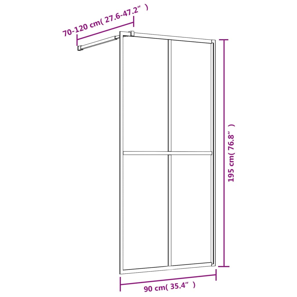 Inloopdouchewand 118x190 cm transparant gehard glas