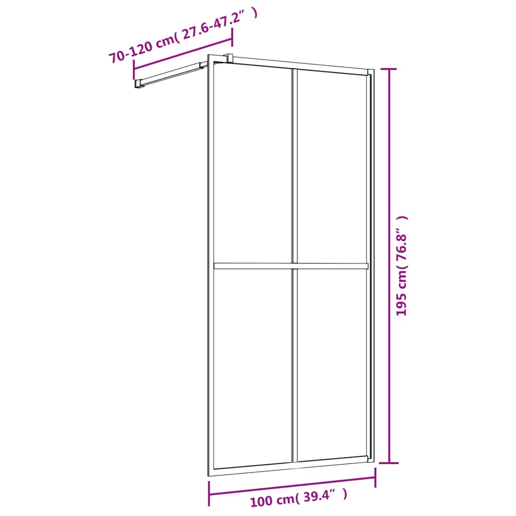 Inloopdouchewand 118x190 cm transparant gehard glas