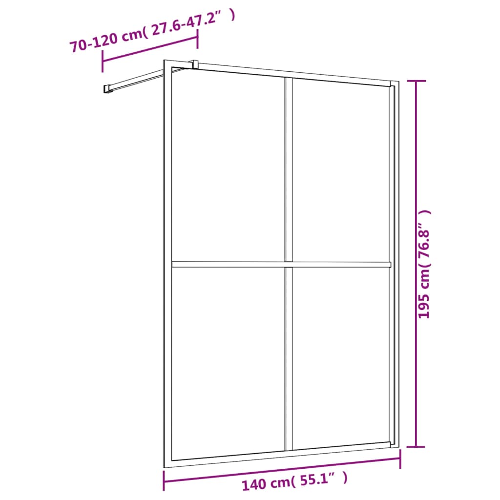 Inloopdouchewand 118x190 cm transparant gehard glas