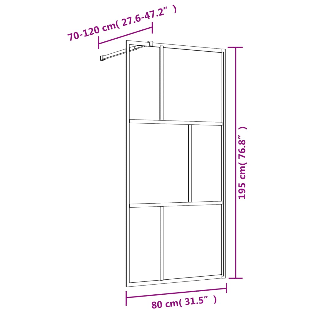 Inloopdouchewand transparant 80x195 cm ESG-glas