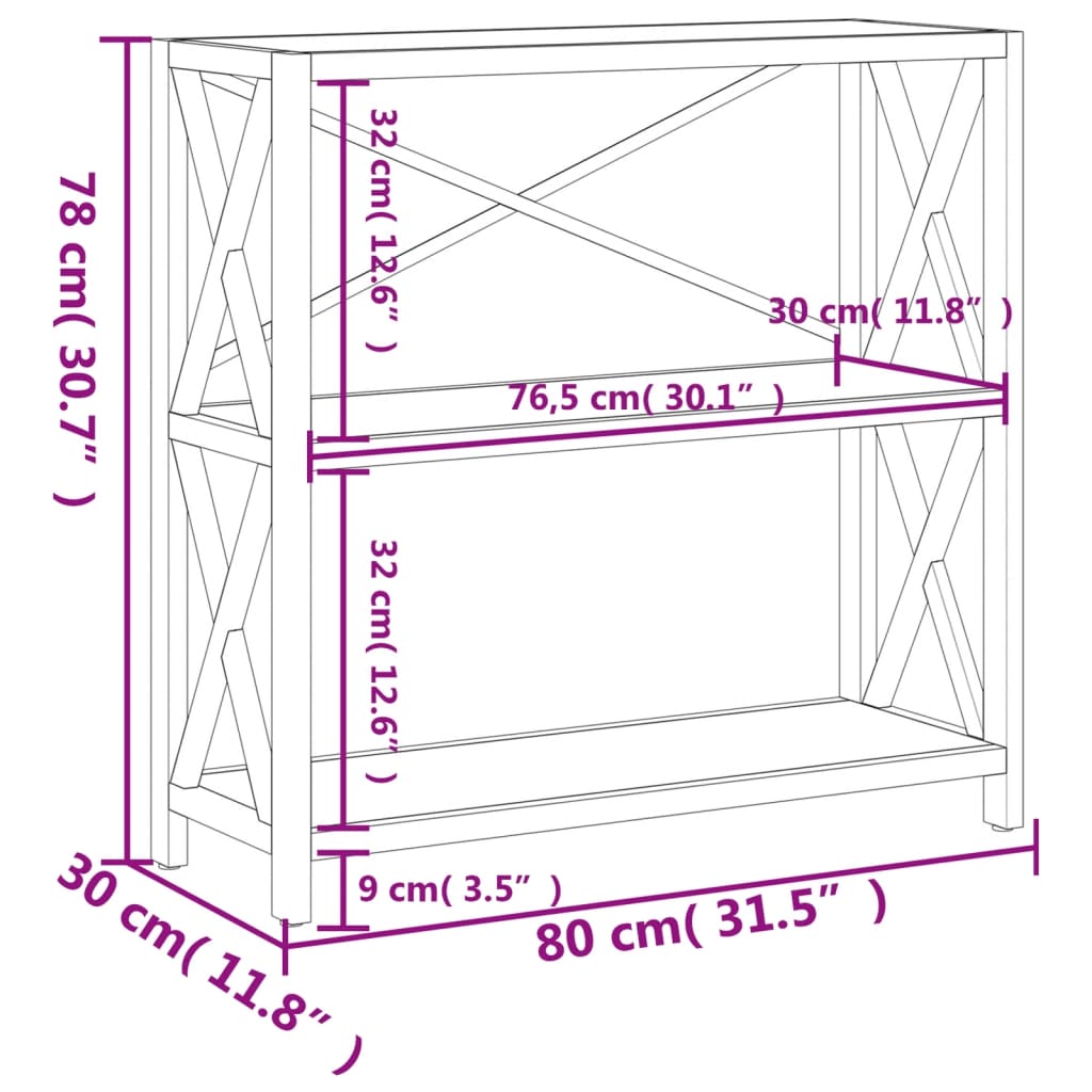 Schap 4-laags 80x30x112 cm massief eikenhout