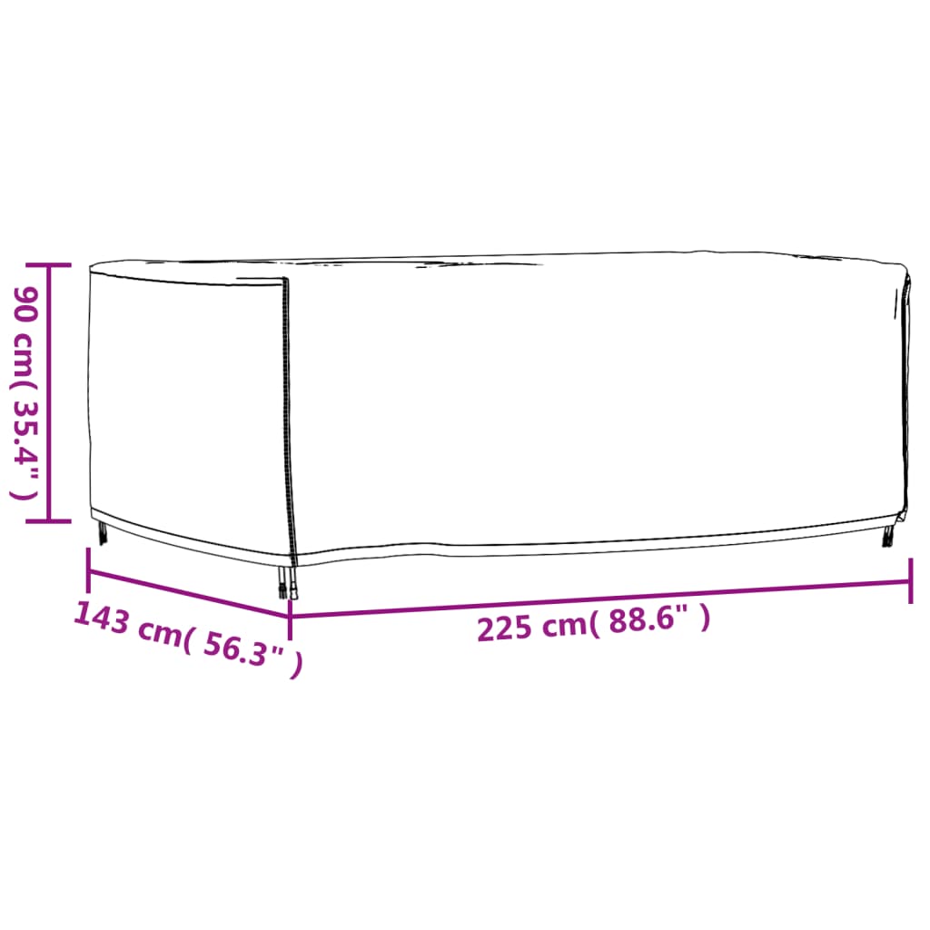 Tuinmeubelhoes waterdicht 420D 260x260x90 cm zwart