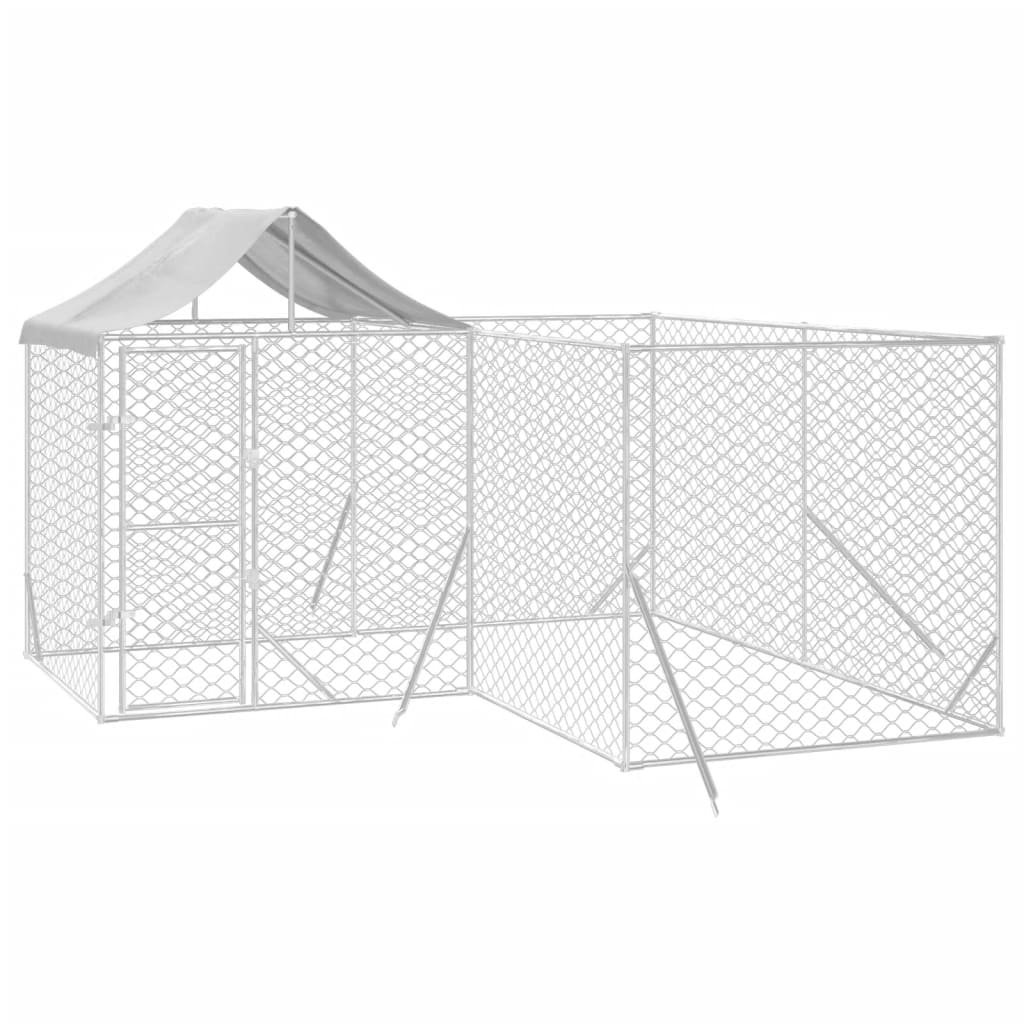 Hondenkennel met dak 10x6x2,5 m gegalvaniseerd staal zilver