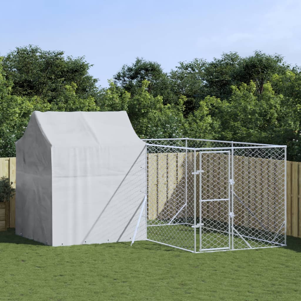 Hondenkennel met dak 10x6x2,5 m gegalvaniseerd staal zilver