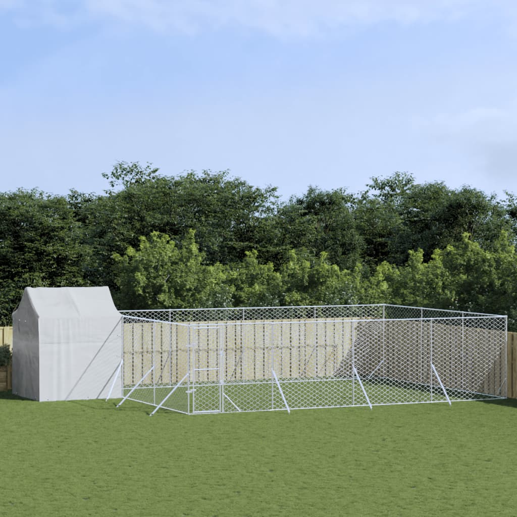 Hondenkennel met dak 10x6x2,5 m gegalvaniseerd staal zilver