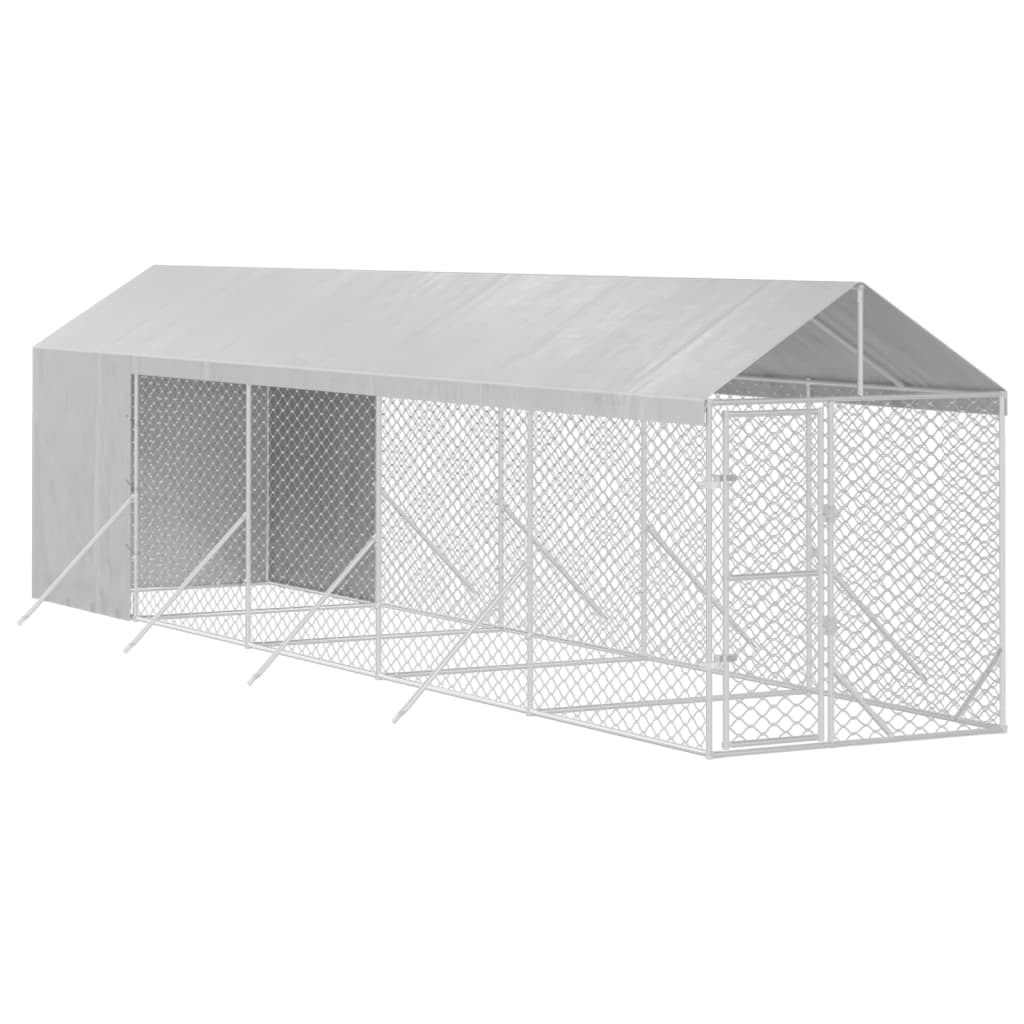 Hondenkennel met dak 2x14x2,5 m gegalvaniseerd staal zilver