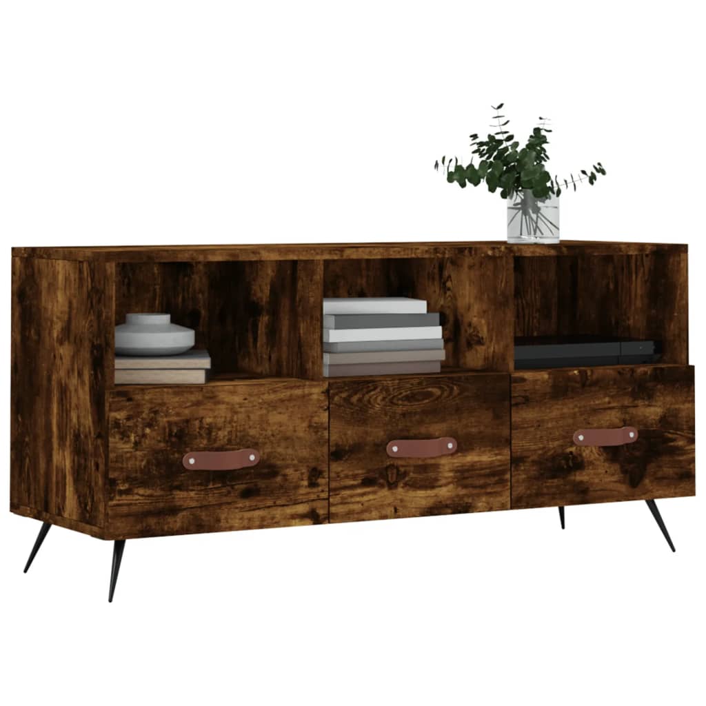 Tv-meubel 102x36x50 cm bewerkt hout bruin eikenkleur