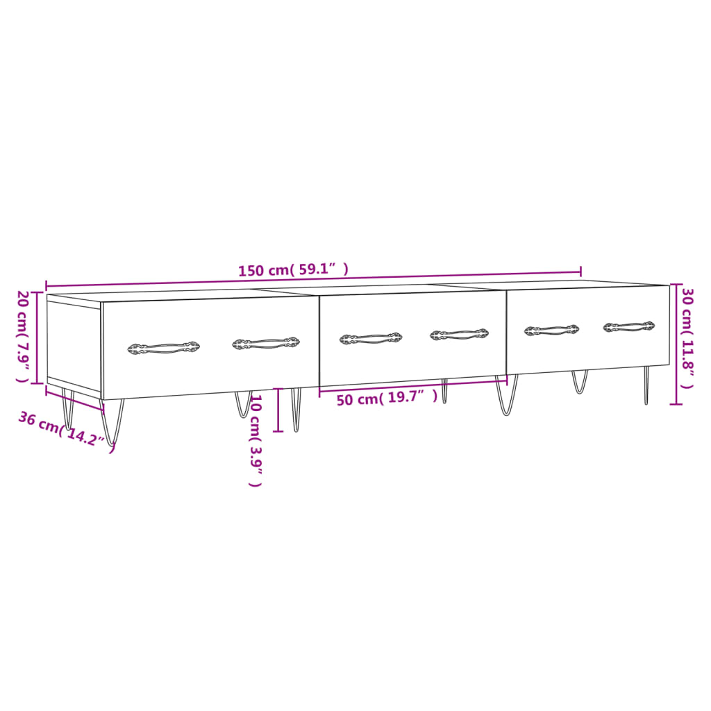 Tv-meubel 150x36x30 cm bewerkt hout eikenkleurig