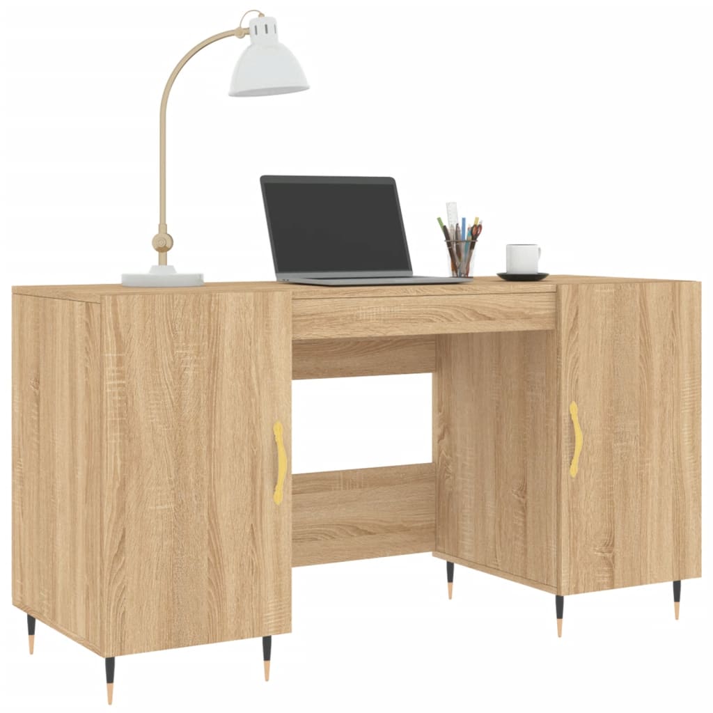 Bureau 140x50x75 cm bewerkt hout eikenkleurig