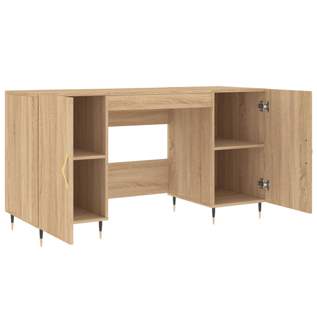 Bureau 140x50x75 cm bewerkt hout eikenkleurig