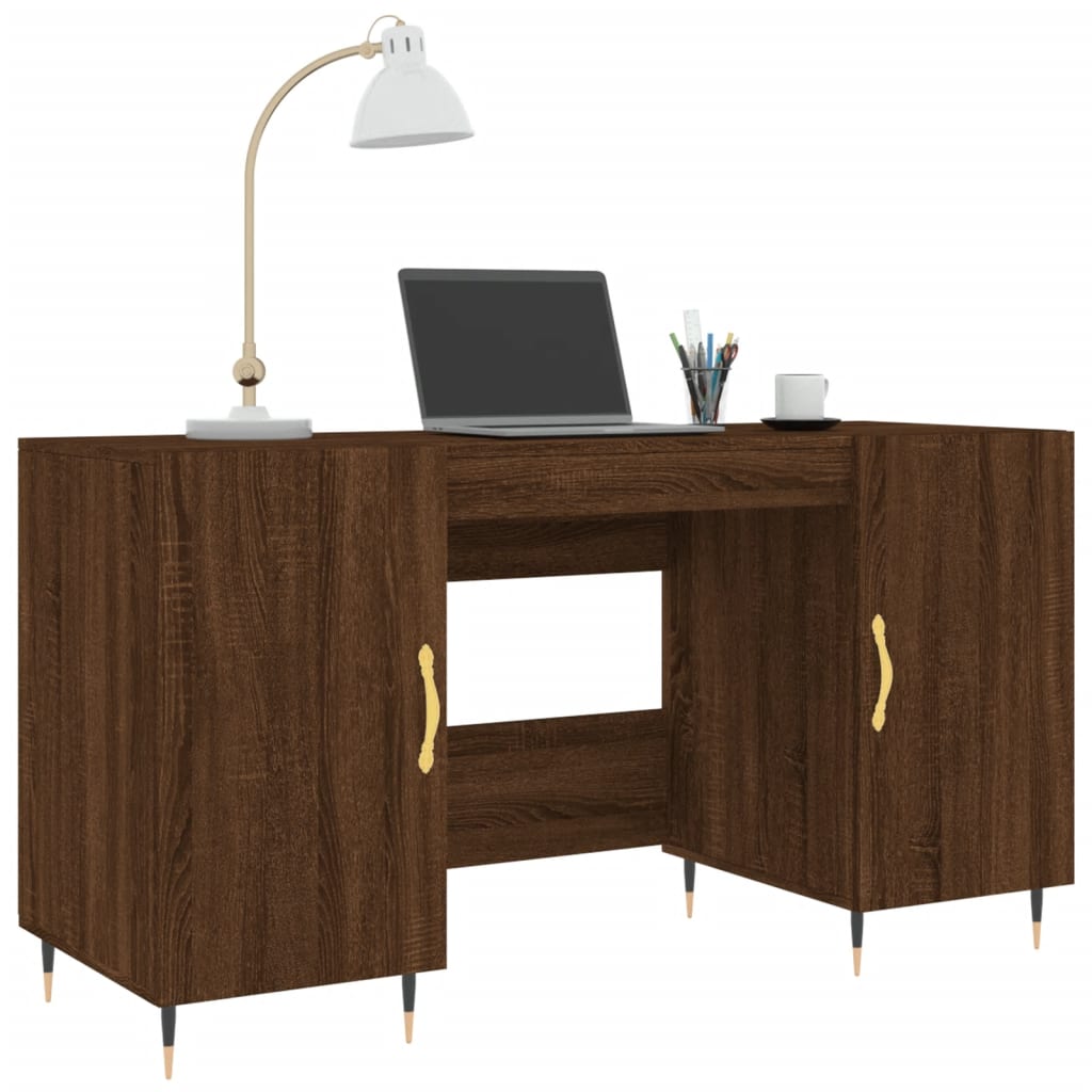 Bureau 140x50x75 cm bewerkt hout eikenkleurig