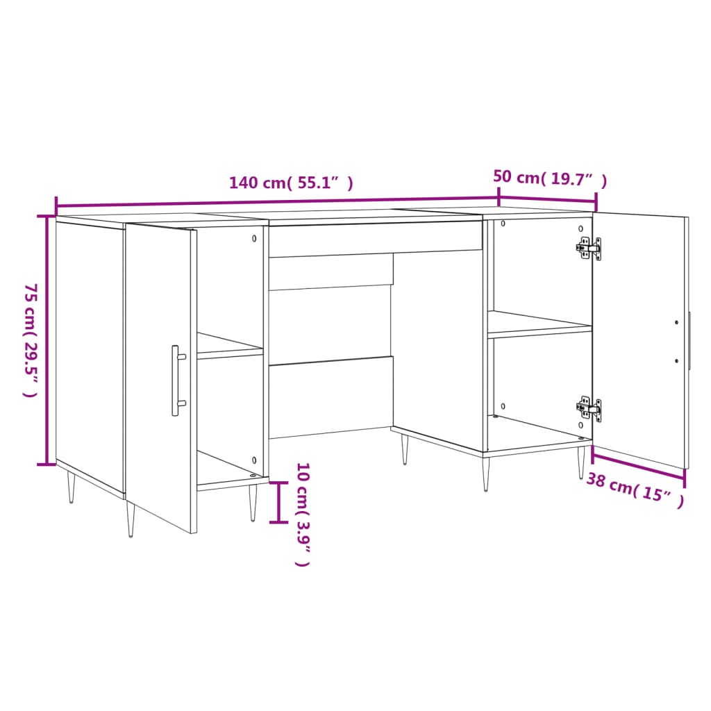 Bureau 140x50x75 cm bewerkt hout