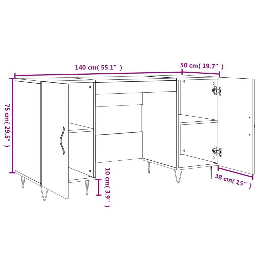 Bureau 140x50x75 cm bewerkt hout