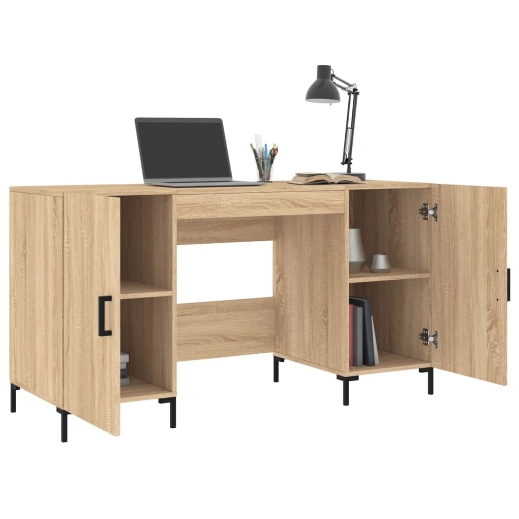 Bureau 140x50x75 cm bewerkt hout eikenkleurig