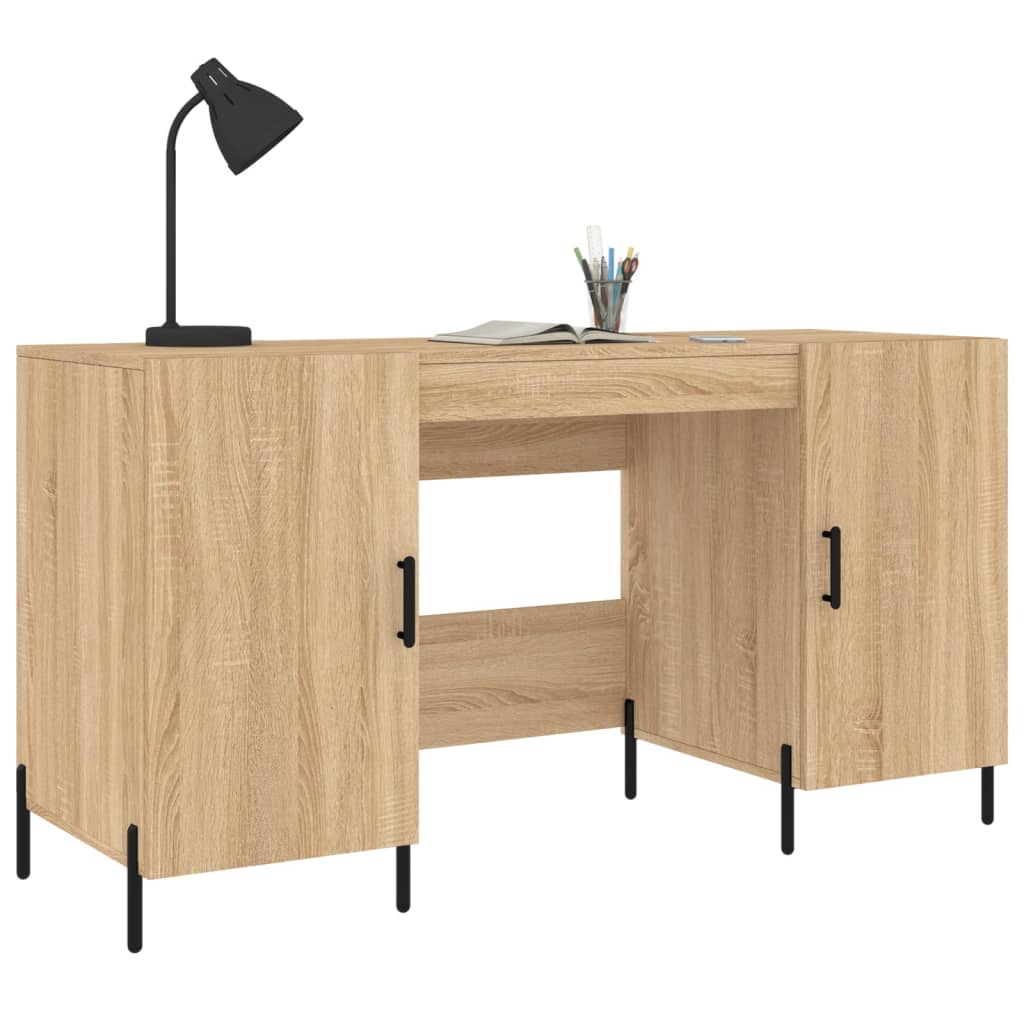 Bureau 140x50x75 cm bewerkt hout eikenkleurig