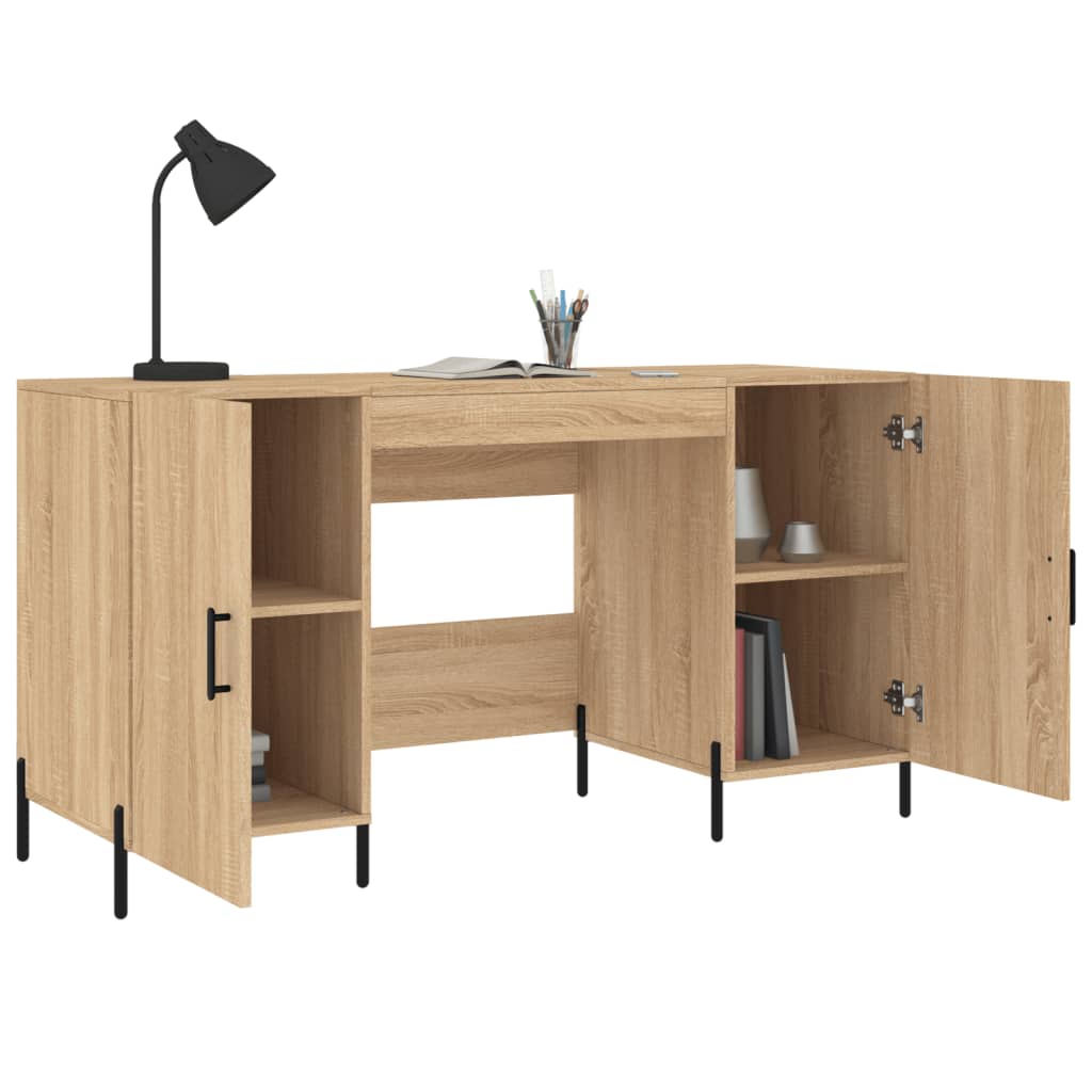 Bureau 140x50x75 cm bewerkt hout eikenkleurig