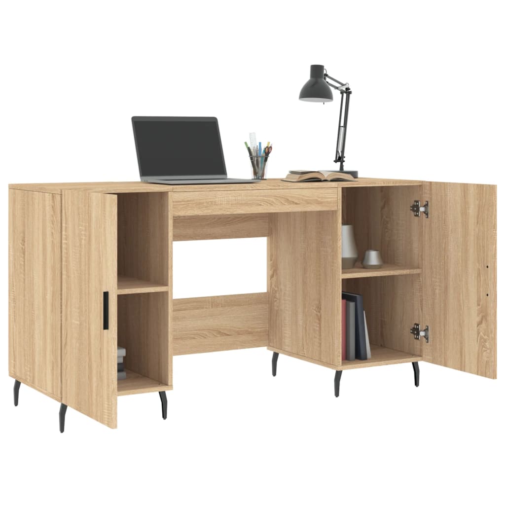 Bureau 140x50x75 cm bewerkt hout bruin eikenkleur