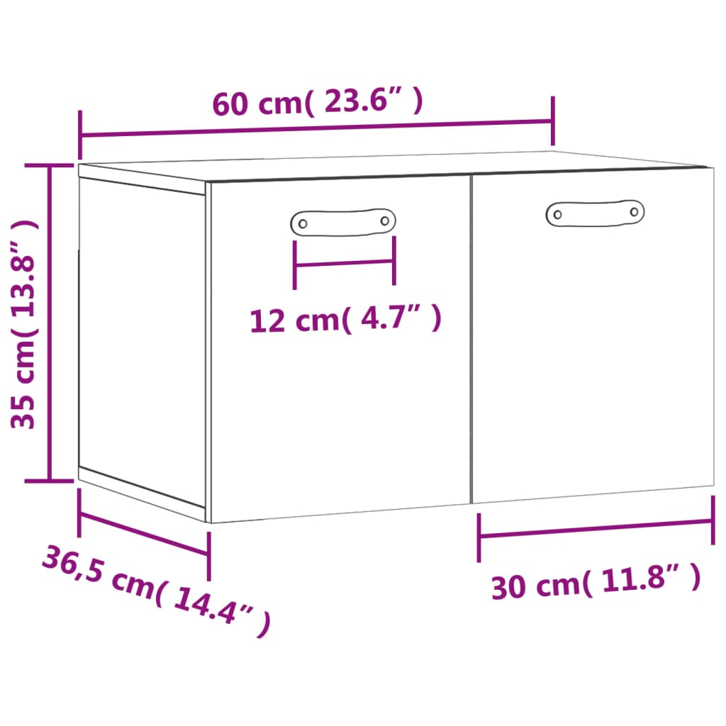 Wandkast 80x36,5x35 cm bewerkt hout wit