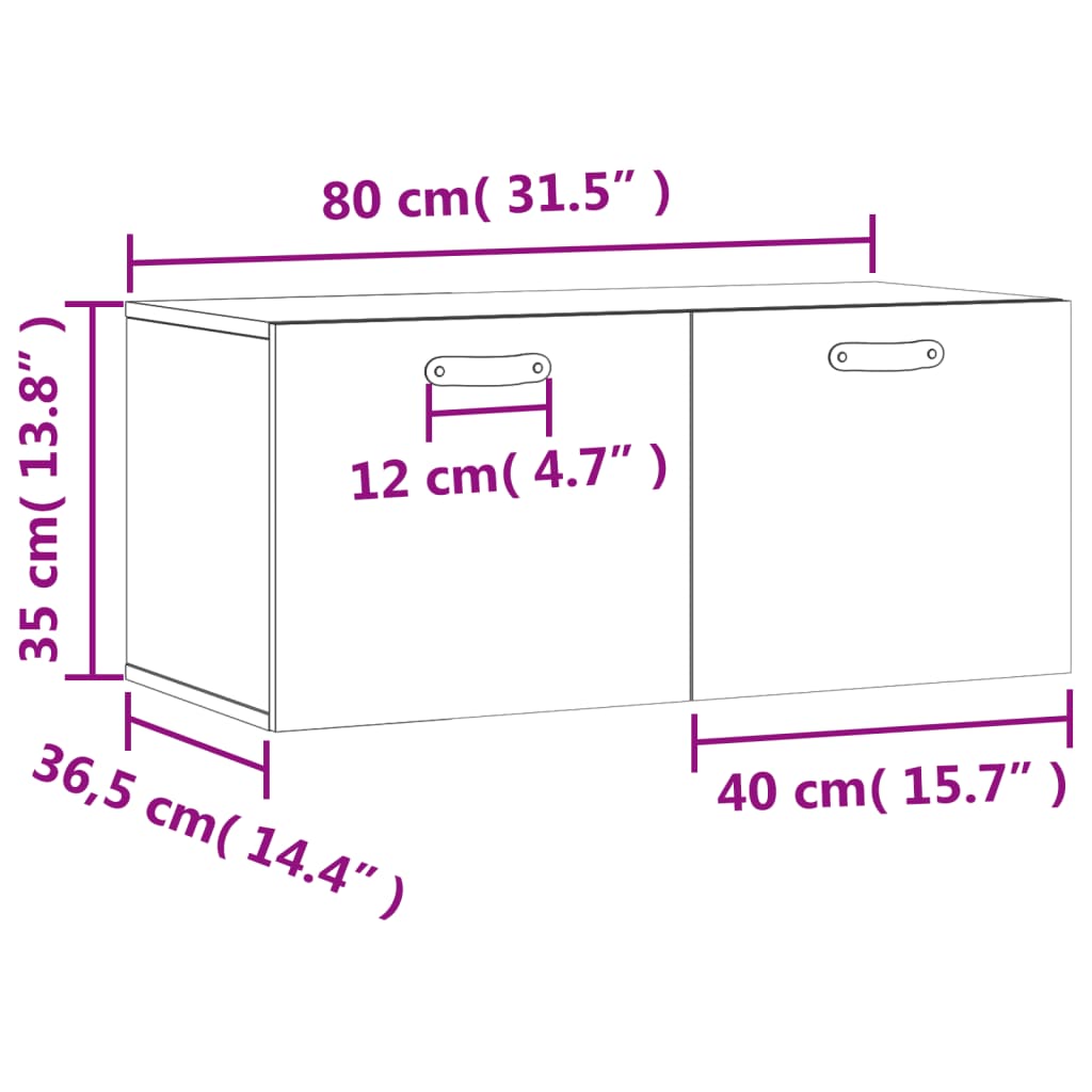 Wandkast 80x36,5x35 cm bewerkt hout wit