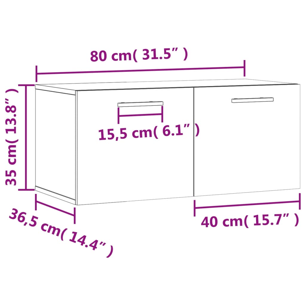 Wandkast 60x36,5x35 cm bewerkt hout betongrijs