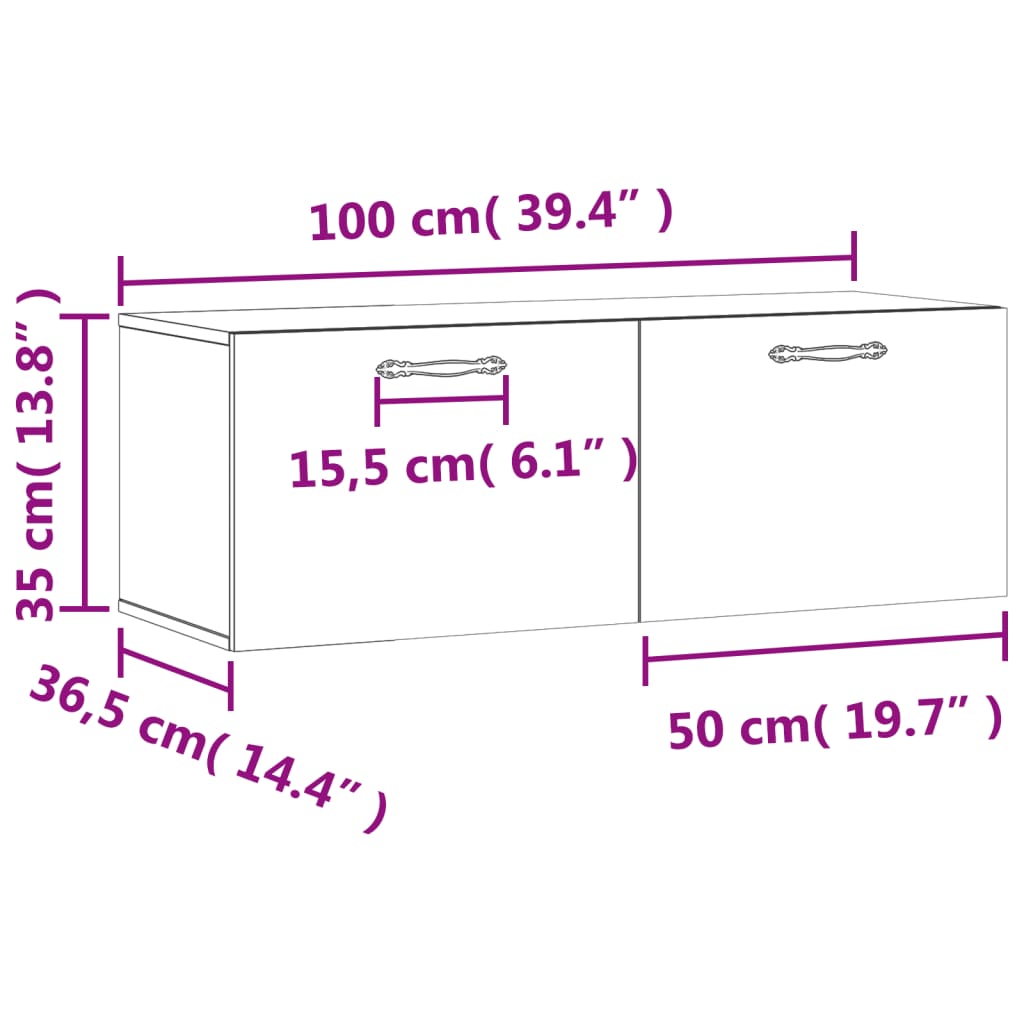 Wandkast 100x36,5x35 cm bewerkt hout sonoma eikenkleurig