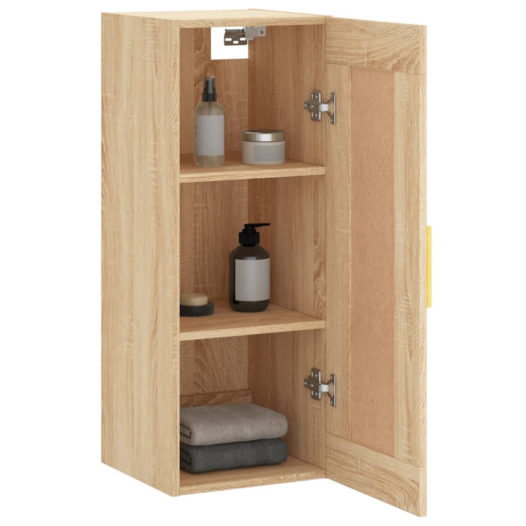 Wandkast 34,5x34x90 cm bewerkt hout eikenkleurig