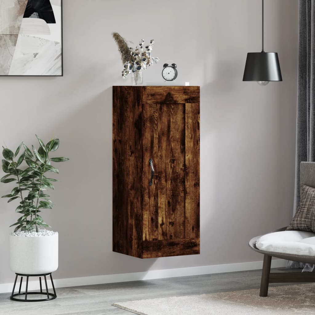 Wandkast 34,5x34x90 cm bewerkt hout eikenkleurig